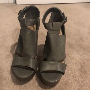 Gray chunky heels